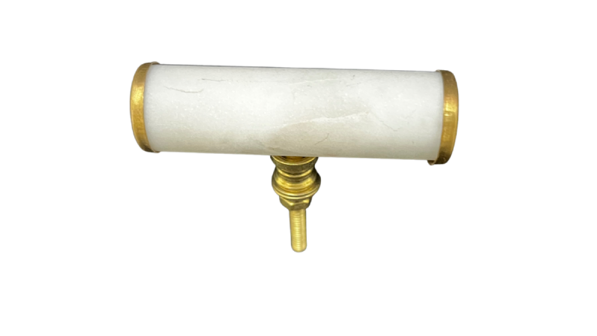 White Marble Antique Brass Towel Bar